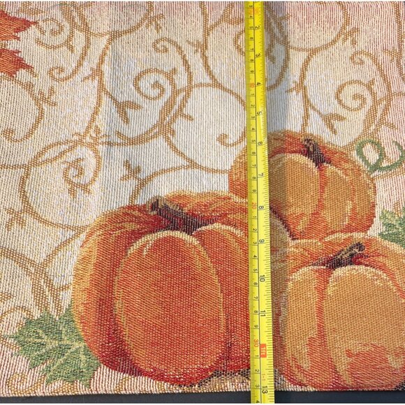 Set of 2 Pumpkin Placemats Gold Metallic Fall Thanksgiving 19" x 13" Lined Back - Picture 7 of 7